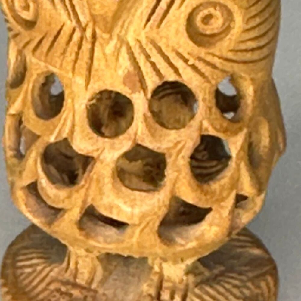 Vintage Hand Carved Wooden Owl With Baby Owl Inside - Picture 5 of 10